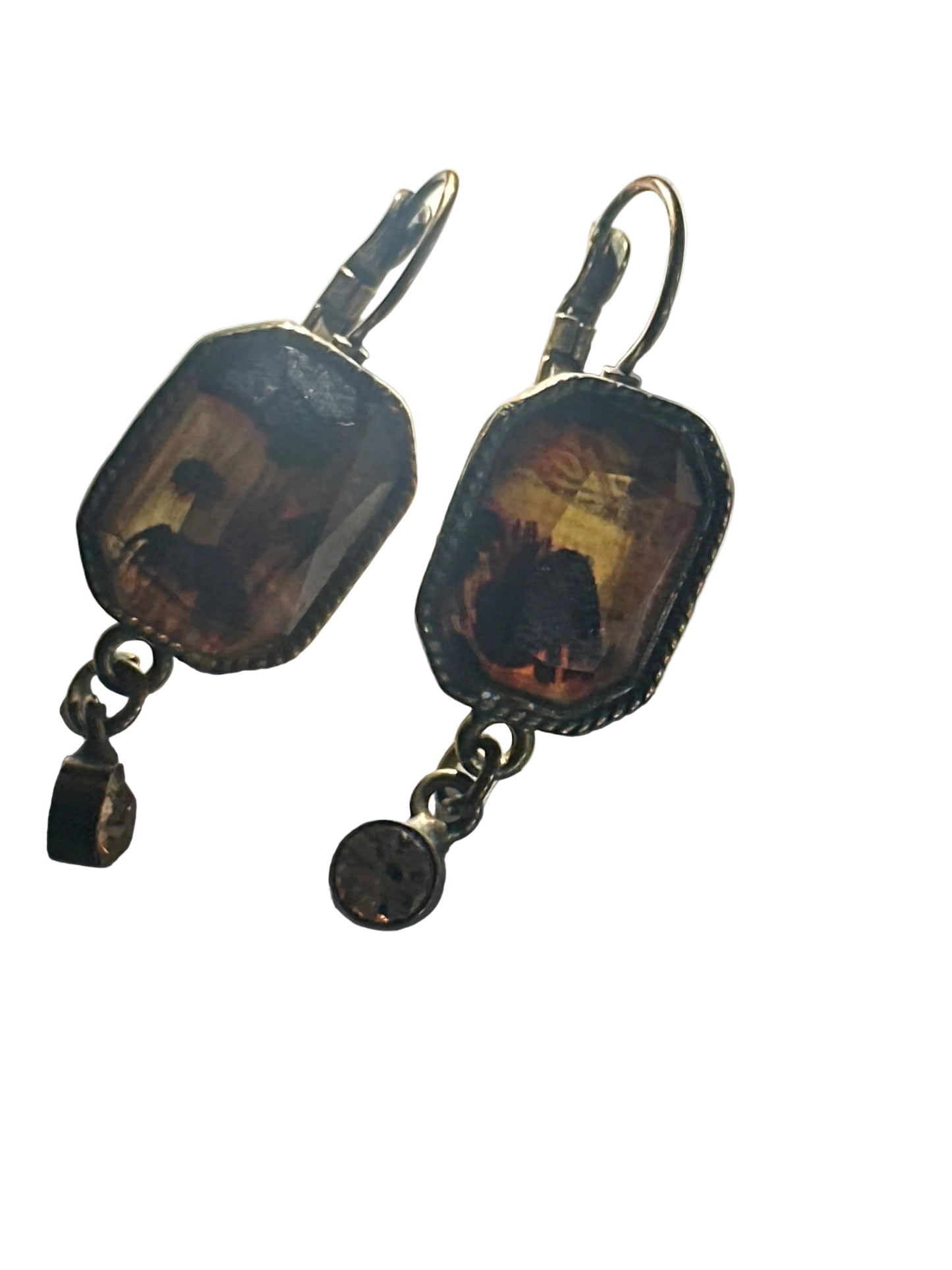 Vintage Amber-Toned Drop Earrings, 1950s-inspired