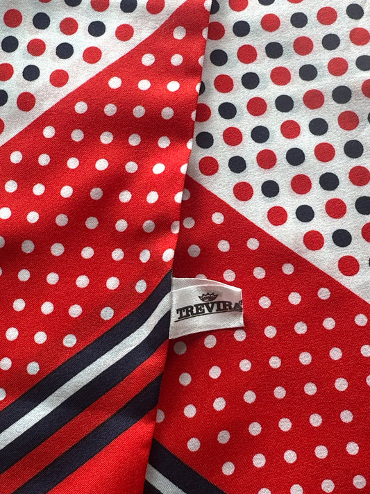 Vintage 1980s Polka Dot Skinny Scarf Trevira