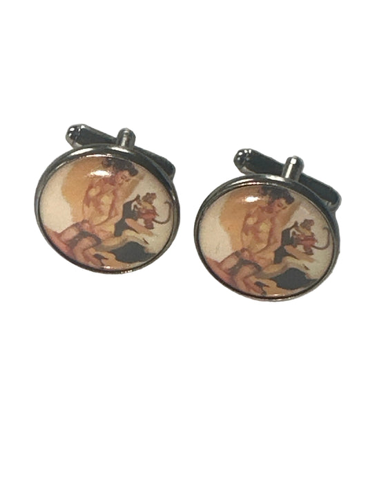 Vintage Pin-Up Devil Girl Cufflinks, Retro Naughty Novelty Design ,Late 20th Century