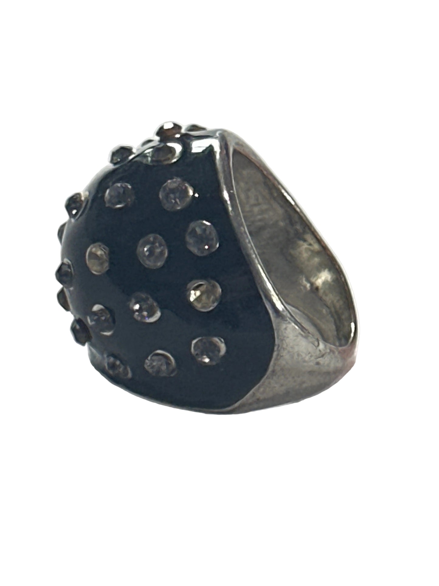 Vintege-inpired Black Silver-Stone Ring – 1950s Elegance