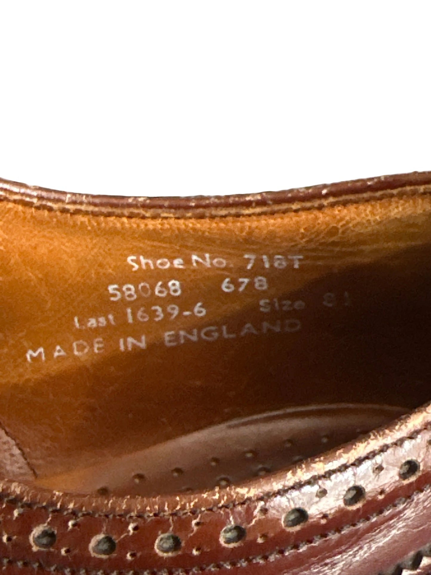 1970s Loake Bros Brown Leather Brogue Oxfords Made in England UK 8.5
