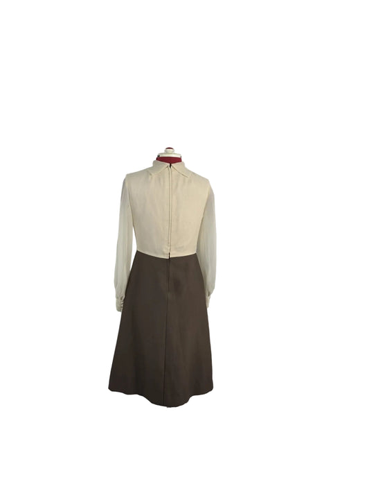 1960s Peggy French dress beige and brown