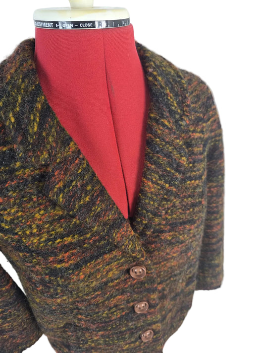 Elvi Couture Textured Wool Blend Blazer, Multicolour Tweed Effect