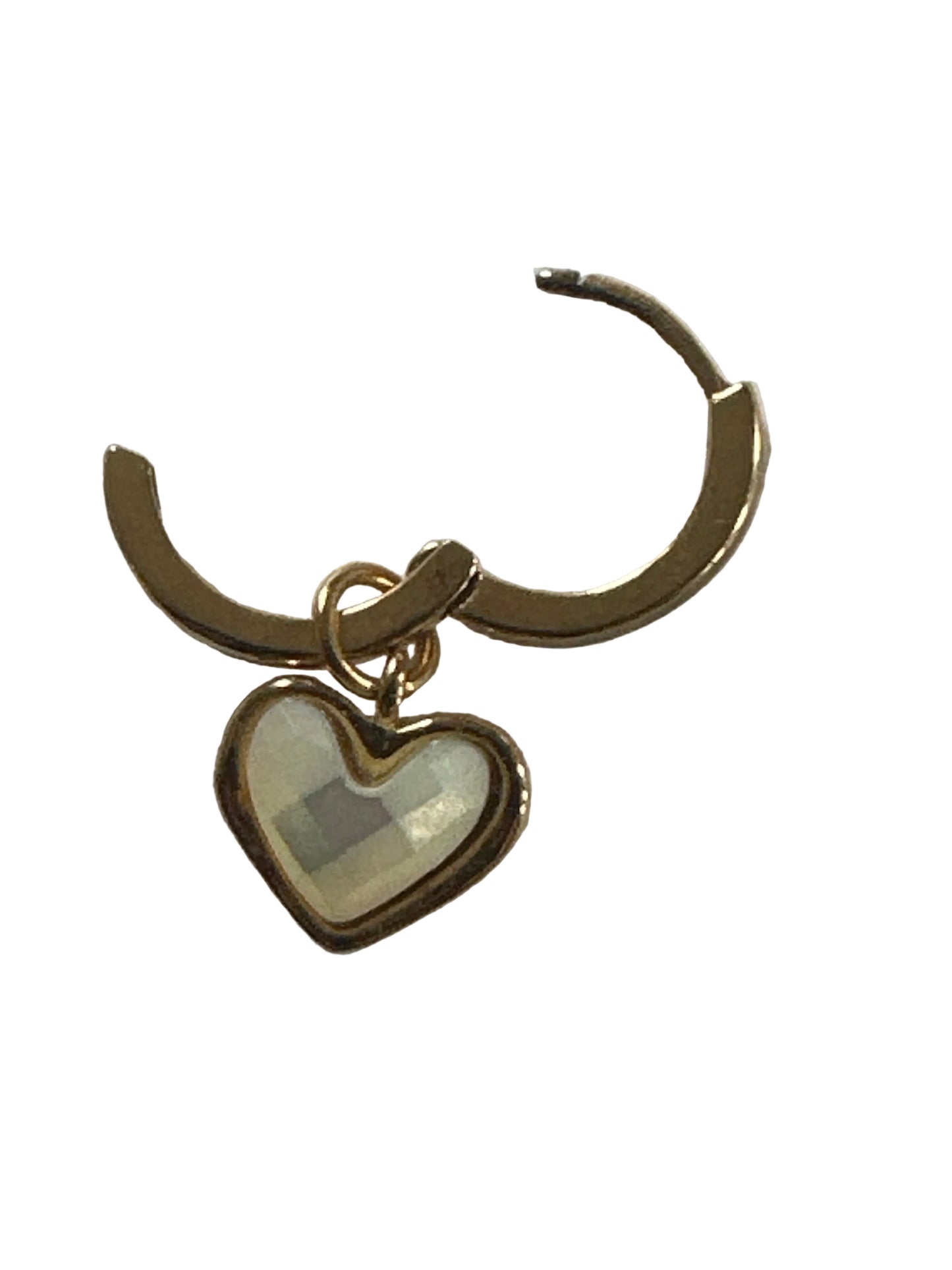 Heart Charm Hoop Earrings, Gold Tone