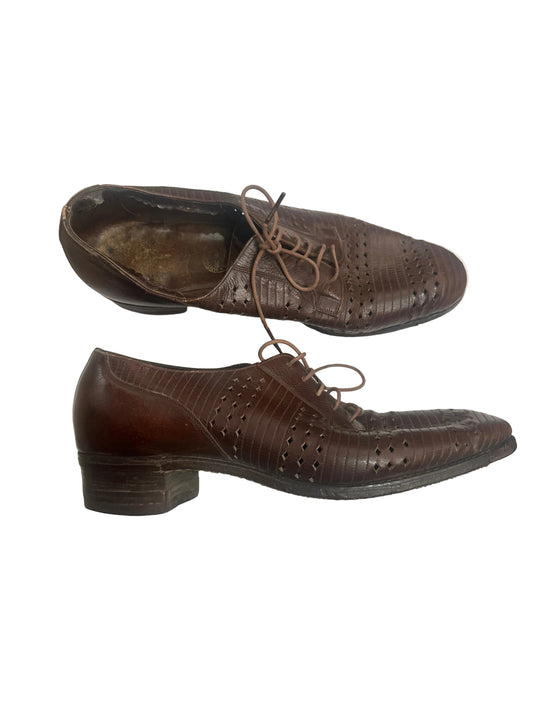 1940s G.F. Hutchings Brown Leather Cutwork Oxford Shoes UK 4 EU 36