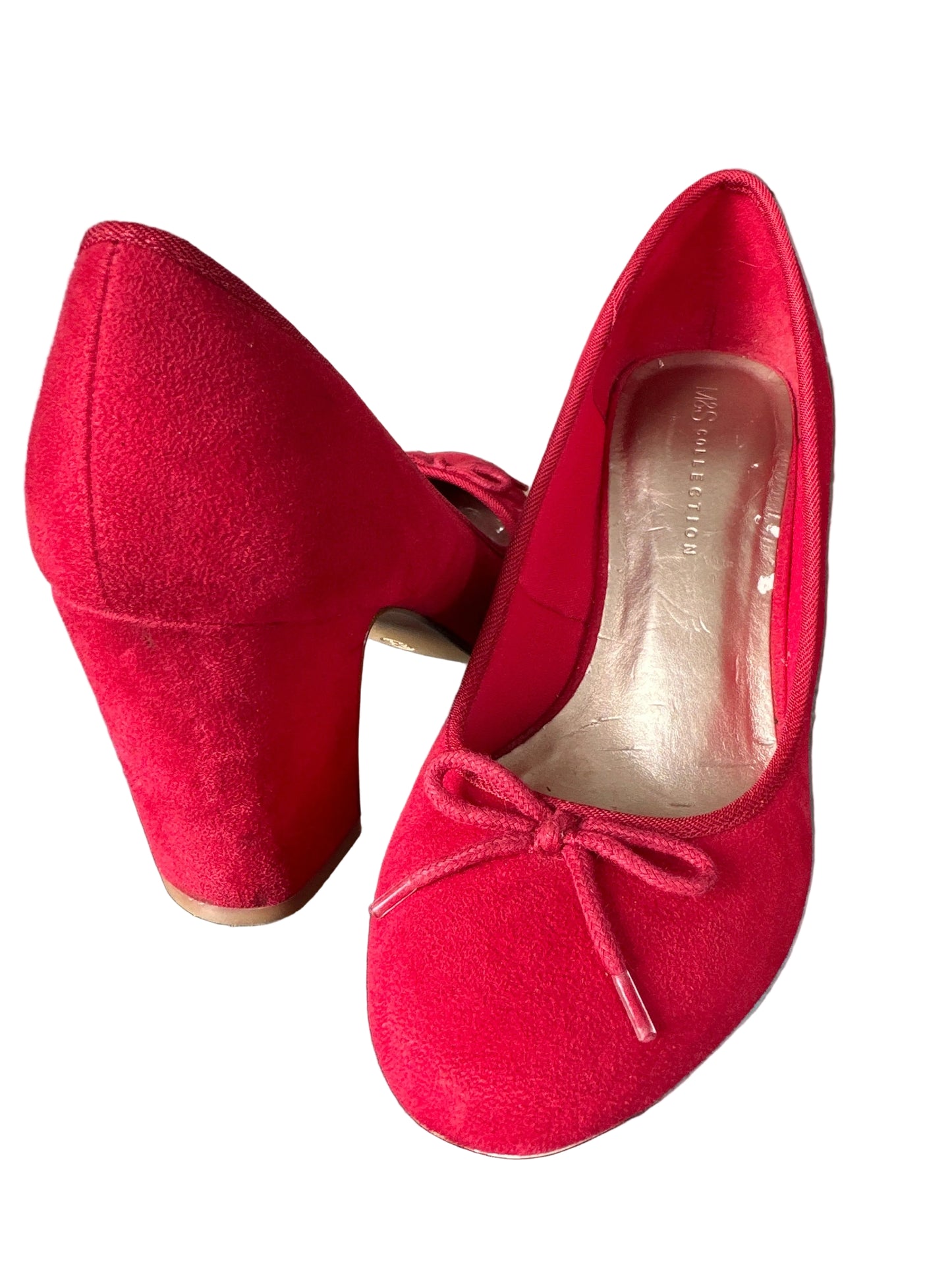 Vintage - Style Red Faux Suede Court Shoes UK 5.5