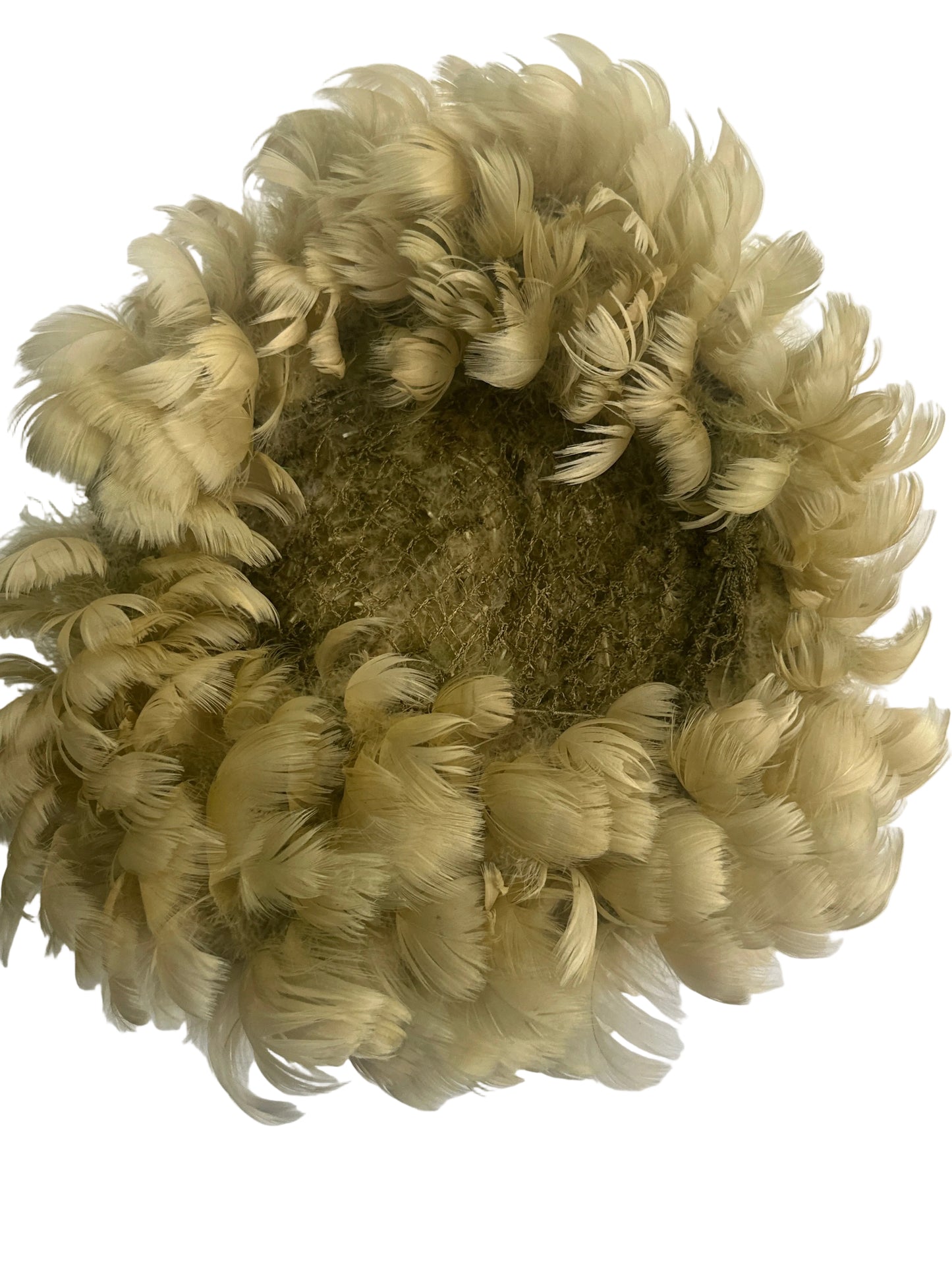 1940s Vintage Feather Wig Hat Cream Feather Theatrical Burlesque Headpiece