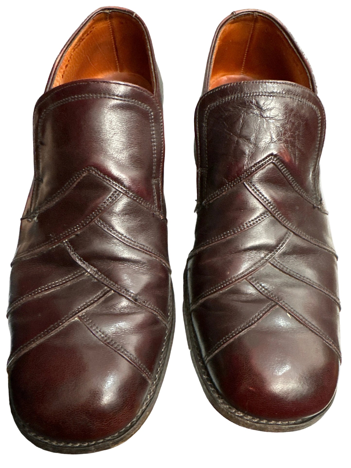 1980s Lotus Burgundy Leather Slip On Shoes Made in England