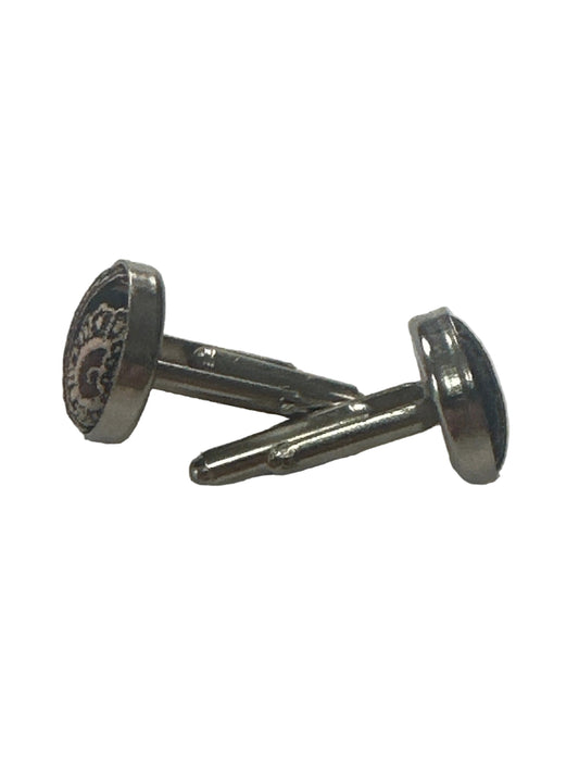 Vintage Fabric Front Cufflinks – Paisley Pattern