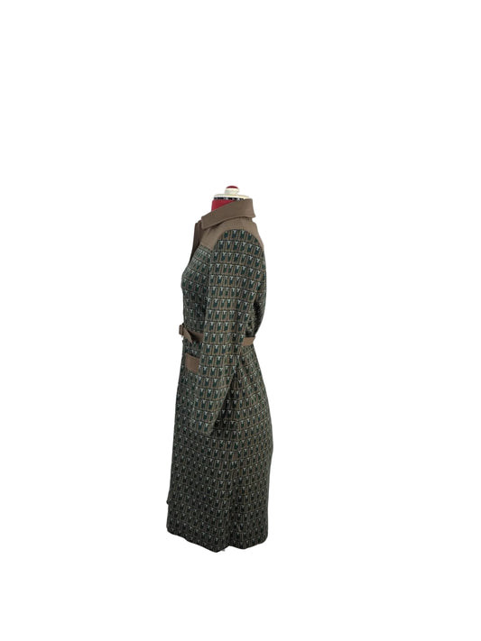 Vintage Jonathan Logan x Micalady Dress, Olive Green Printed Midi