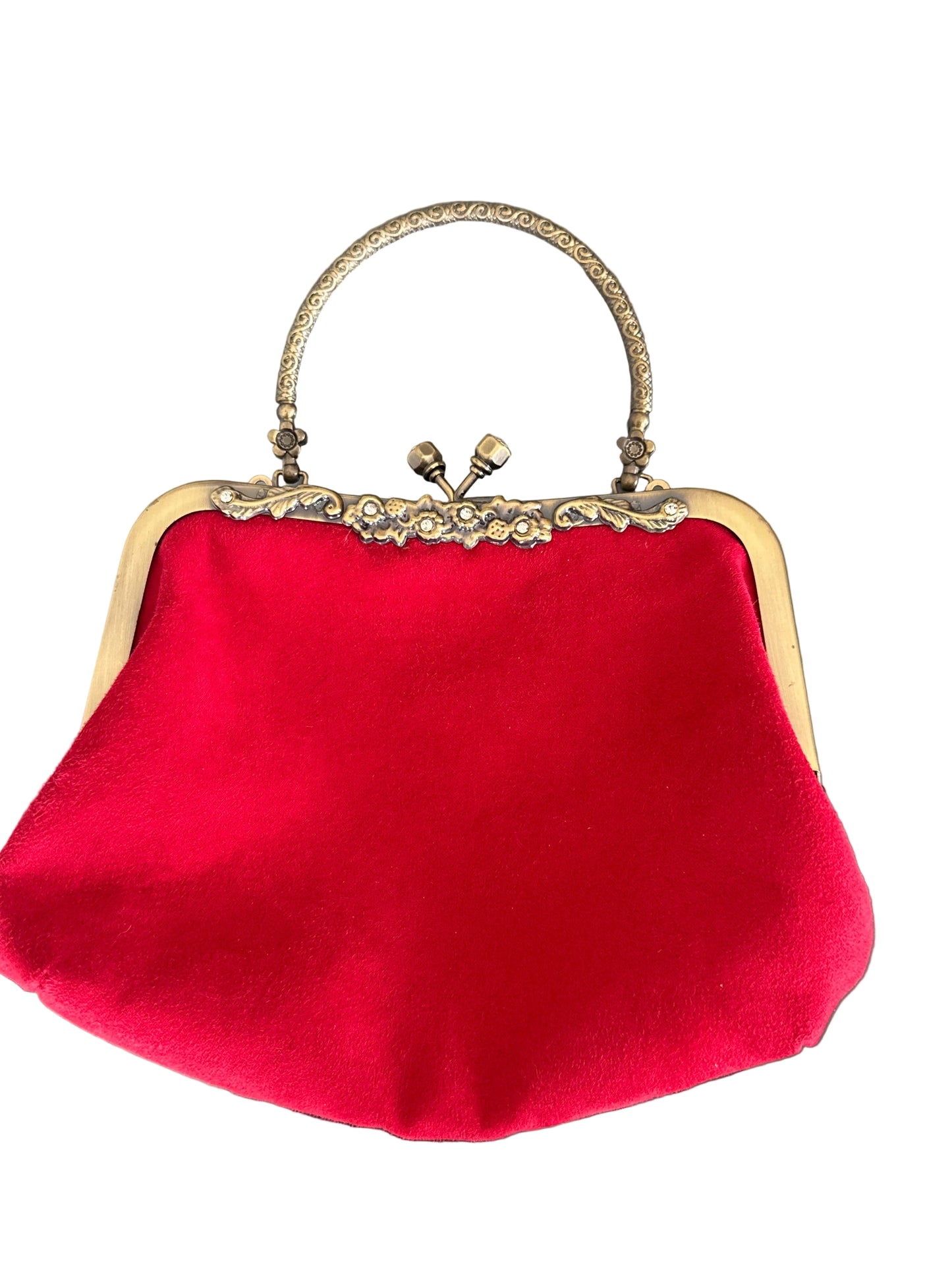 Joe Browns Red Velvet Frame Handbag
