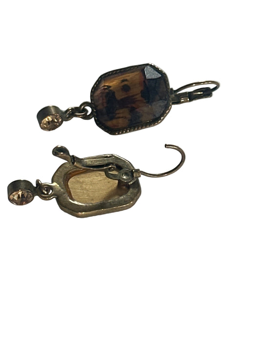 Vintage Amber-Toned Drop Earrings, 1950s-inspired