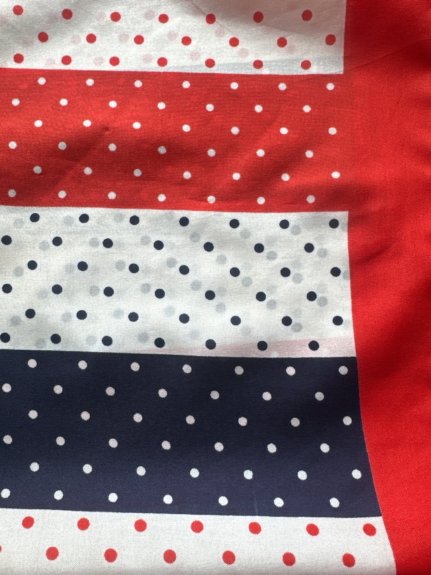 Vintage 1980s Polka Dot Square Scarf 66 x 68 cm , Red Navy White Retro Scarf