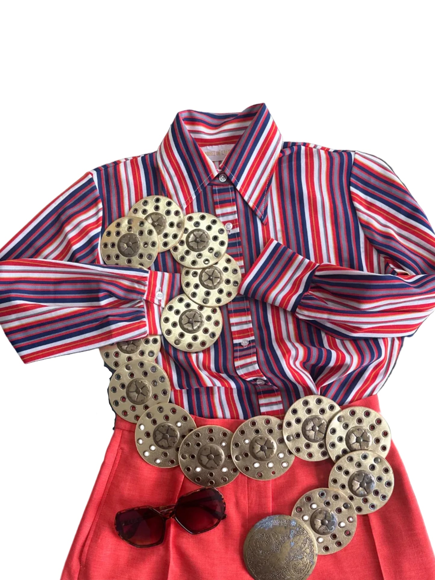 Vintage 1970s Dagger Collar Striped Blouse, Koret of California