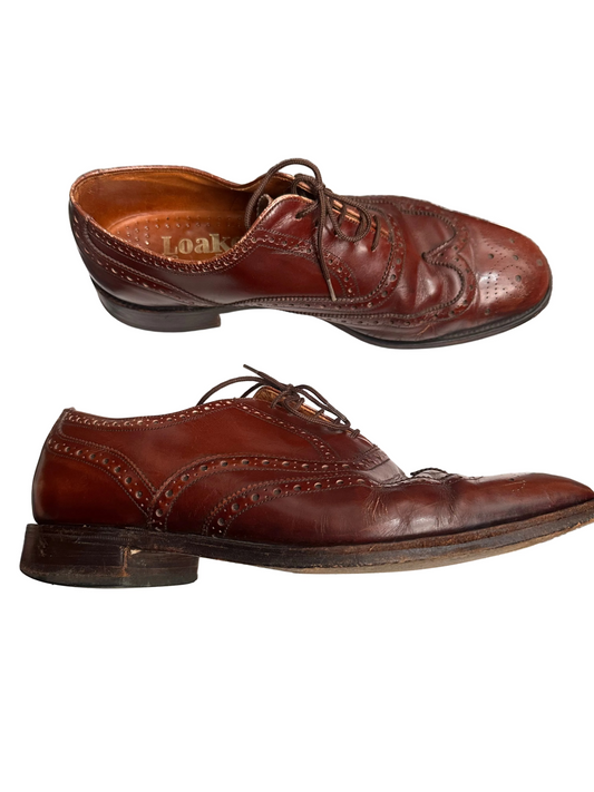 1970s Loake Bros Brown Leather Brogue Oxfords Made in England UK 8.5