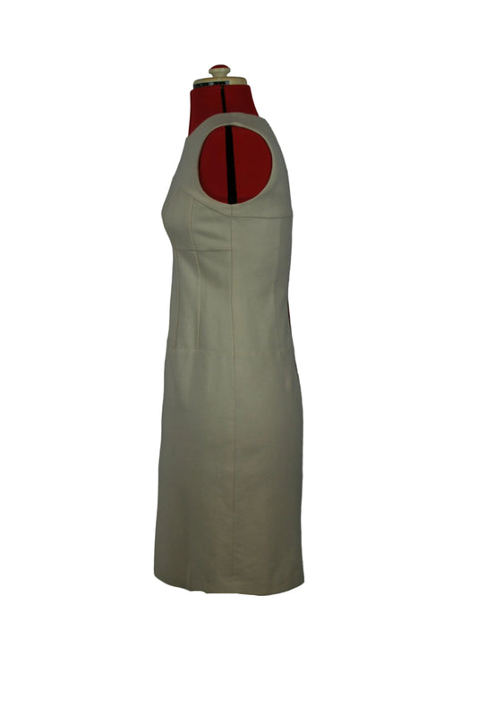 1960s Ivory Wool Sheath Dress with Statement Zip Back Detail