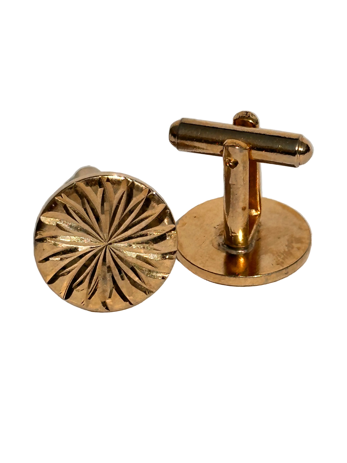c.1960s True Vintage Gold Tone Atomic Sunburst Cufflinks