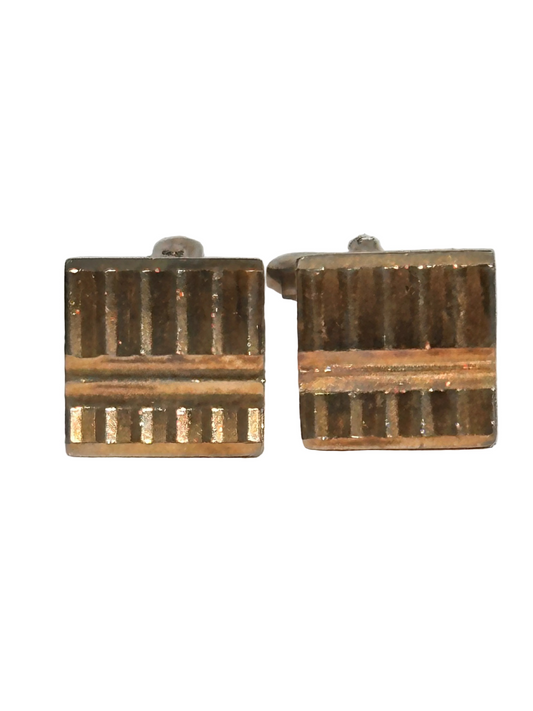 c.1960s True Vintage Gold Tone Textured Square Cufflinks