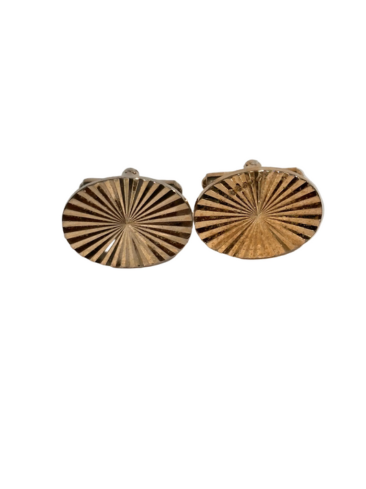 c.1960s True Vintage Gold Tone Atomic Sunburst Oval Cufflinks