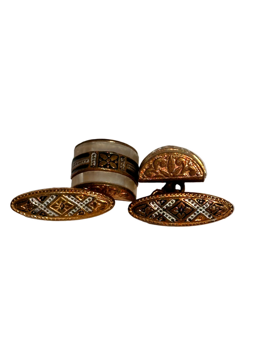 c.1960s True Vintage Toledo Damascene Style Swivel Barrel Cufflinks