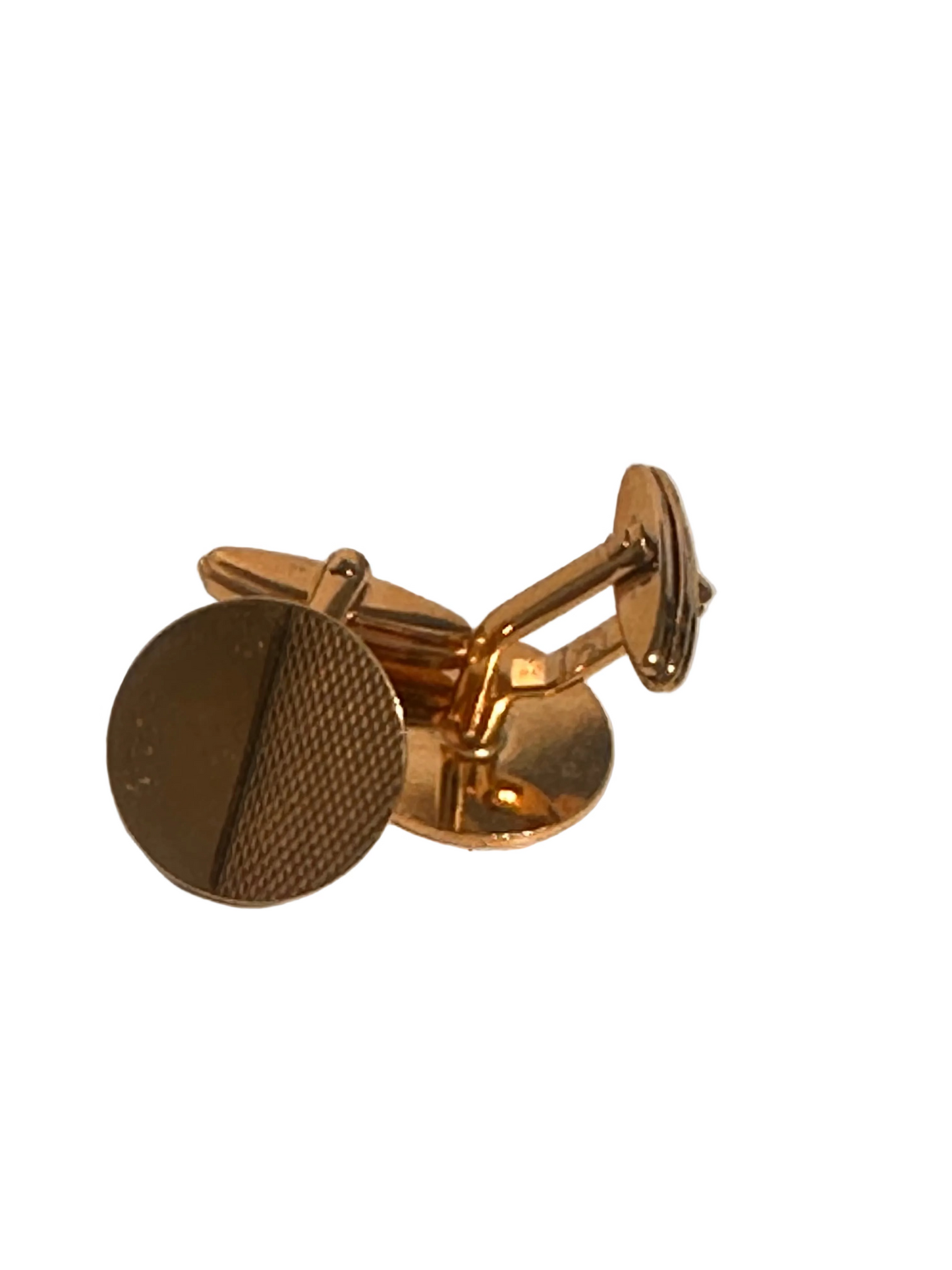 c.1960s True Vintage Gold Tone Modernist Round Cufflinks