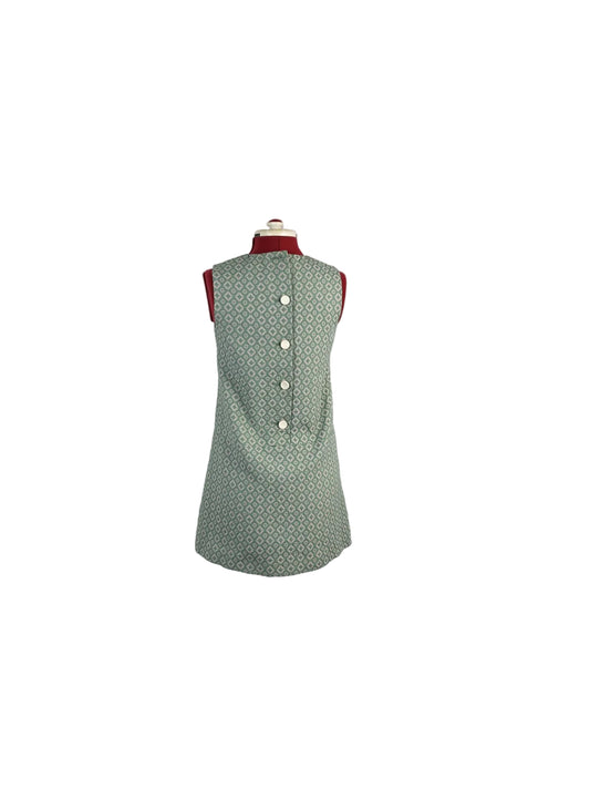 1960s Vintage Mod Dress, Back Button Detail