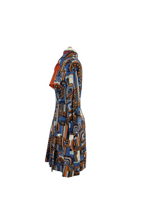 1960s/70s Genuine Vintage Mary Lane Geometric Mod Dress with Bow A-line