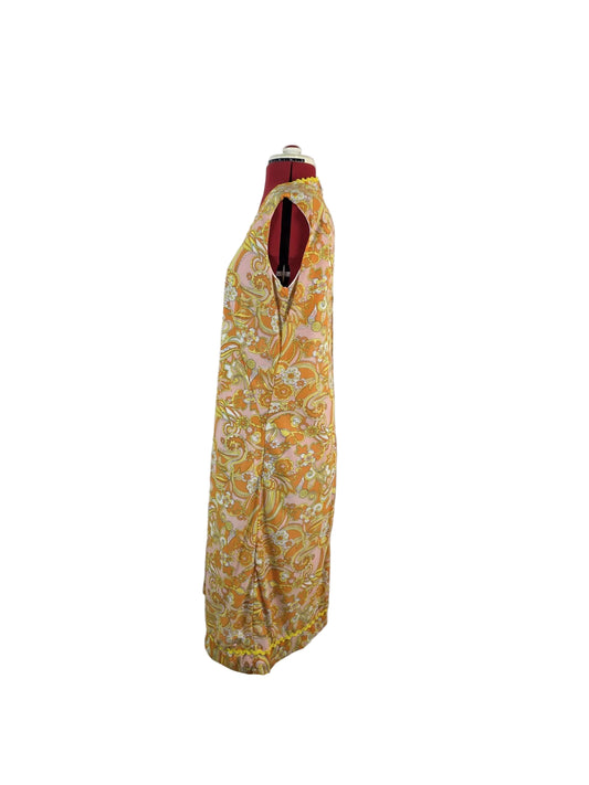 1960s Genuine Vintage Handmade Psychedelic Mini Dress Orange Floral