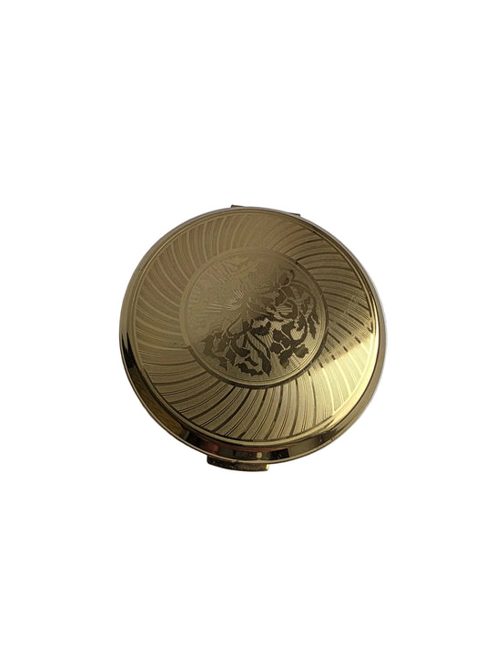 Vintage Stratton of London Compact Mirror Gold Tone Powder Compact Floral Design