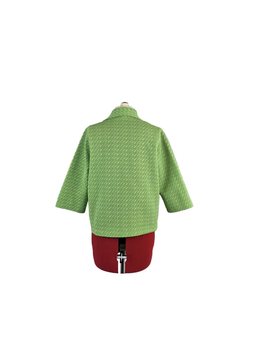 1960s Vintage Textured Mod Ladies Jacket in Lime Jacquard Knit