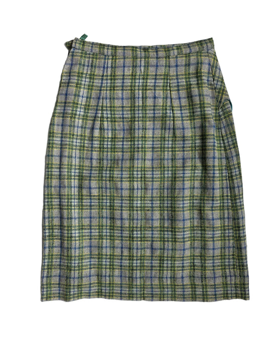 Vintage 1970s Plaid Wool Blend Skirt Waltex Collezioni
