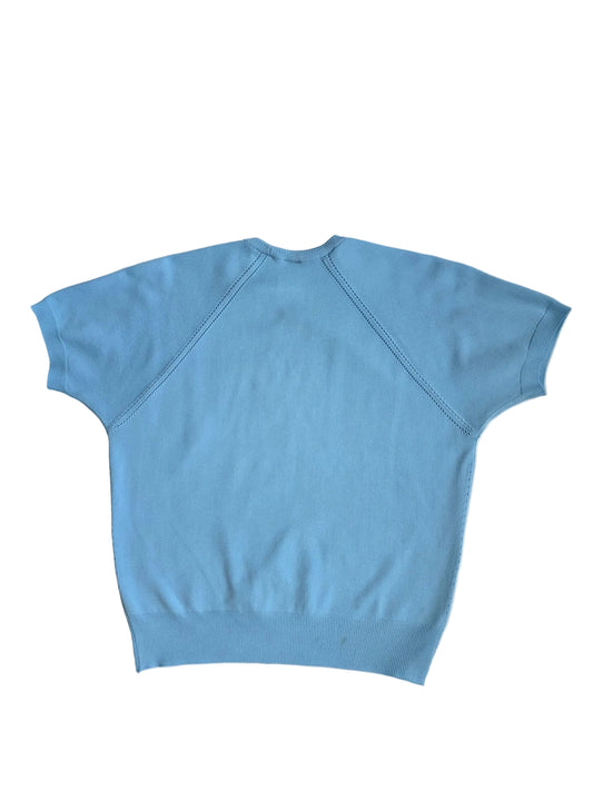 1970s Zarina Trevira Powder Blue Knit Top