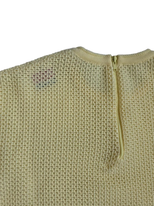 1970s Slovenka Slotera Lemon Yellow Textured Knit Top