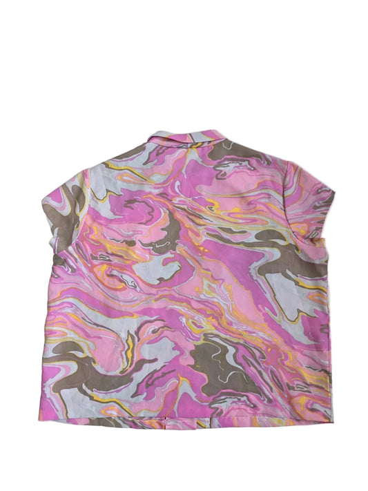 1970s Vintage Psychedelic Pussy Bow Secretary Blouse Teijin Tetoron