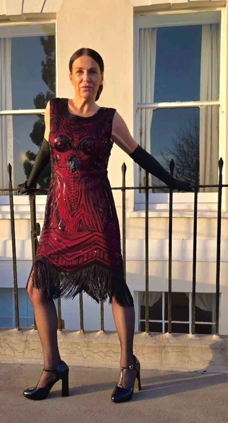 Vintage-inspired 1920s Beaded Fringe Dress (likely 1980s revival)