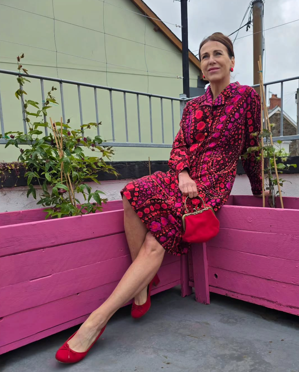 Vintage 1970s Psychedelic Floral Print Dress