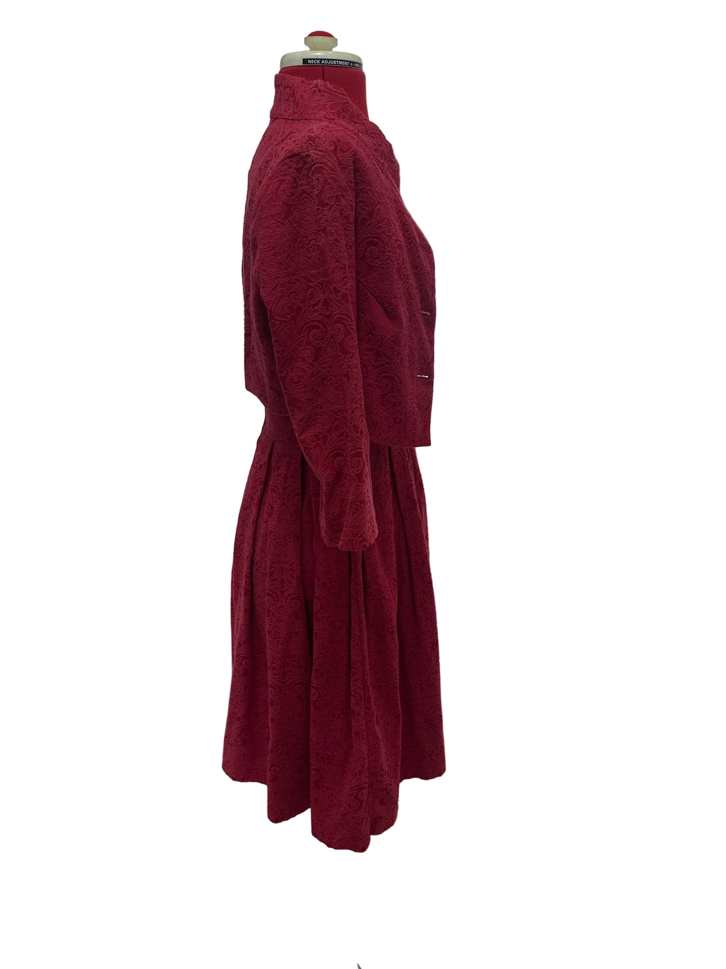 Vintage Inspired by Lindy Bop Burgundy Dress & Cropped Jacket Set UK 10