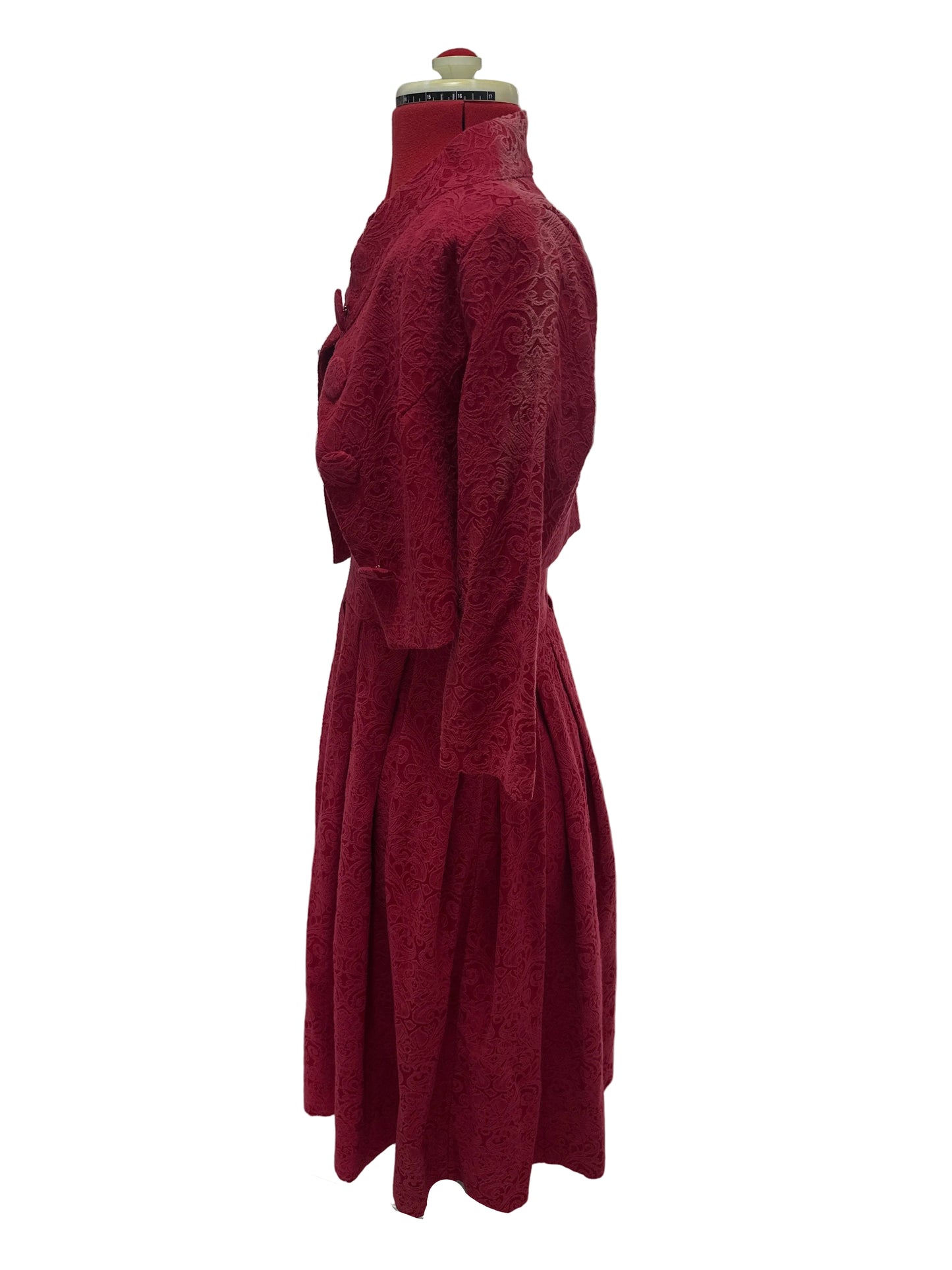 Vintage Inspired by Lindy Bop Burgundy Dress & Cropped Jacket Set UK 10