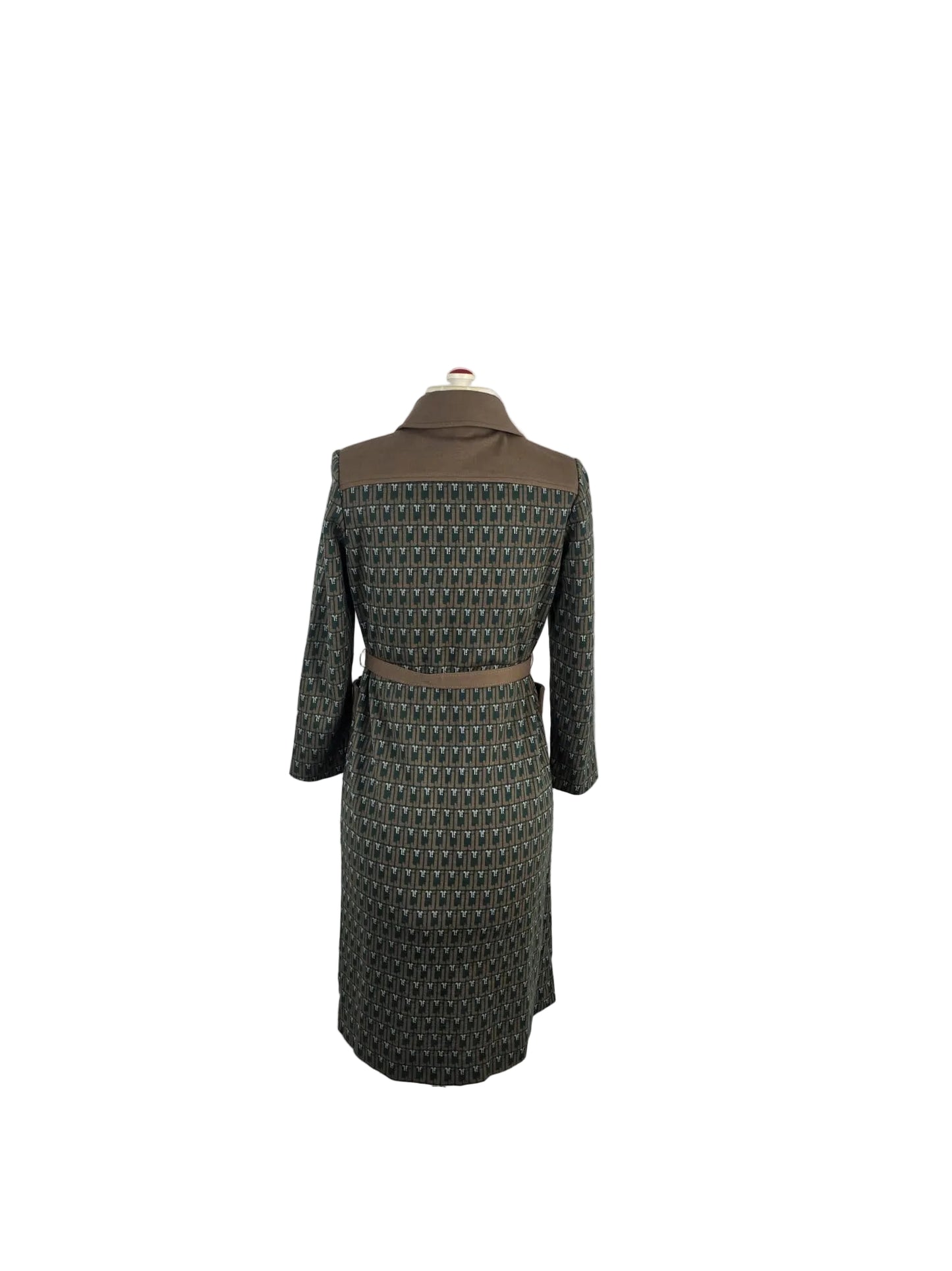Vintage Jonathan Logan x Micalady Dress, Olive Green Printed Midi