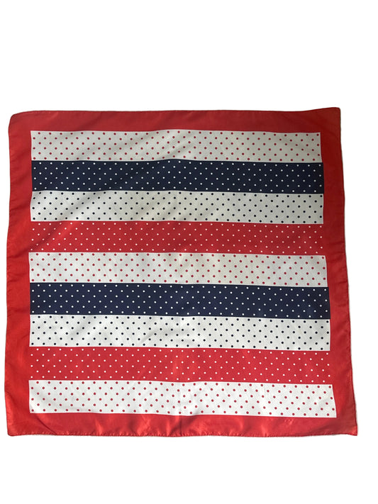 Vintage 1980s Polka Dot Square Scarf 66 x 68 cm , Red Navy White Retro Scarf