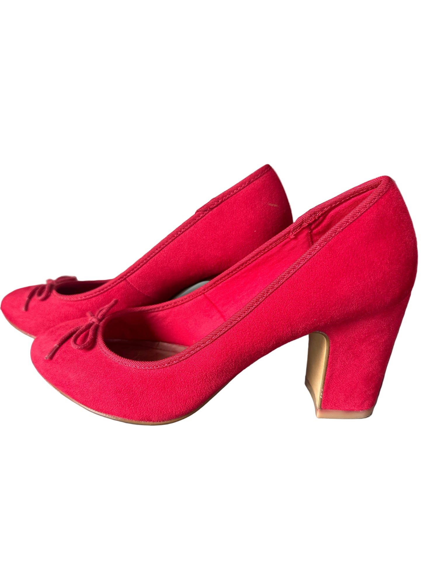 Vintage - Style Red Faux Suede Court Shoes UK 5.5