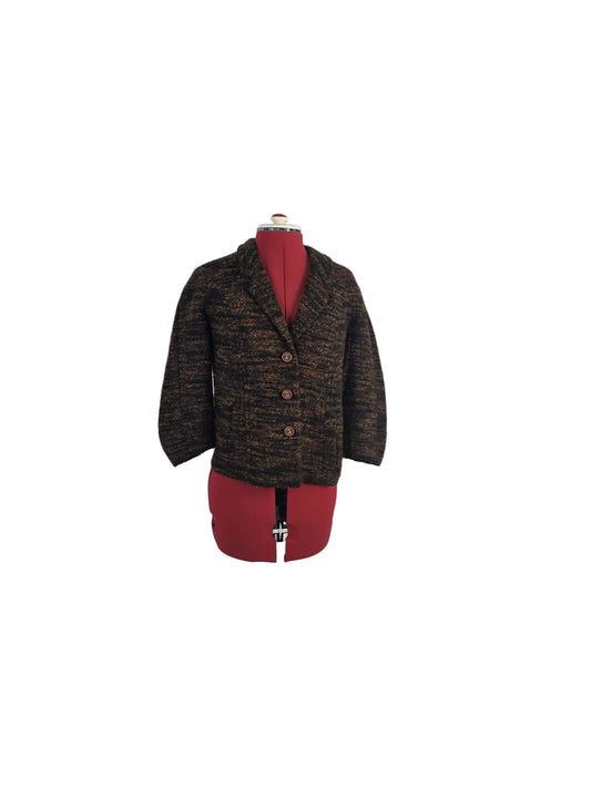 Elvi Couture Textured Wool Blend Blazer, Multicolour Tweed Effect