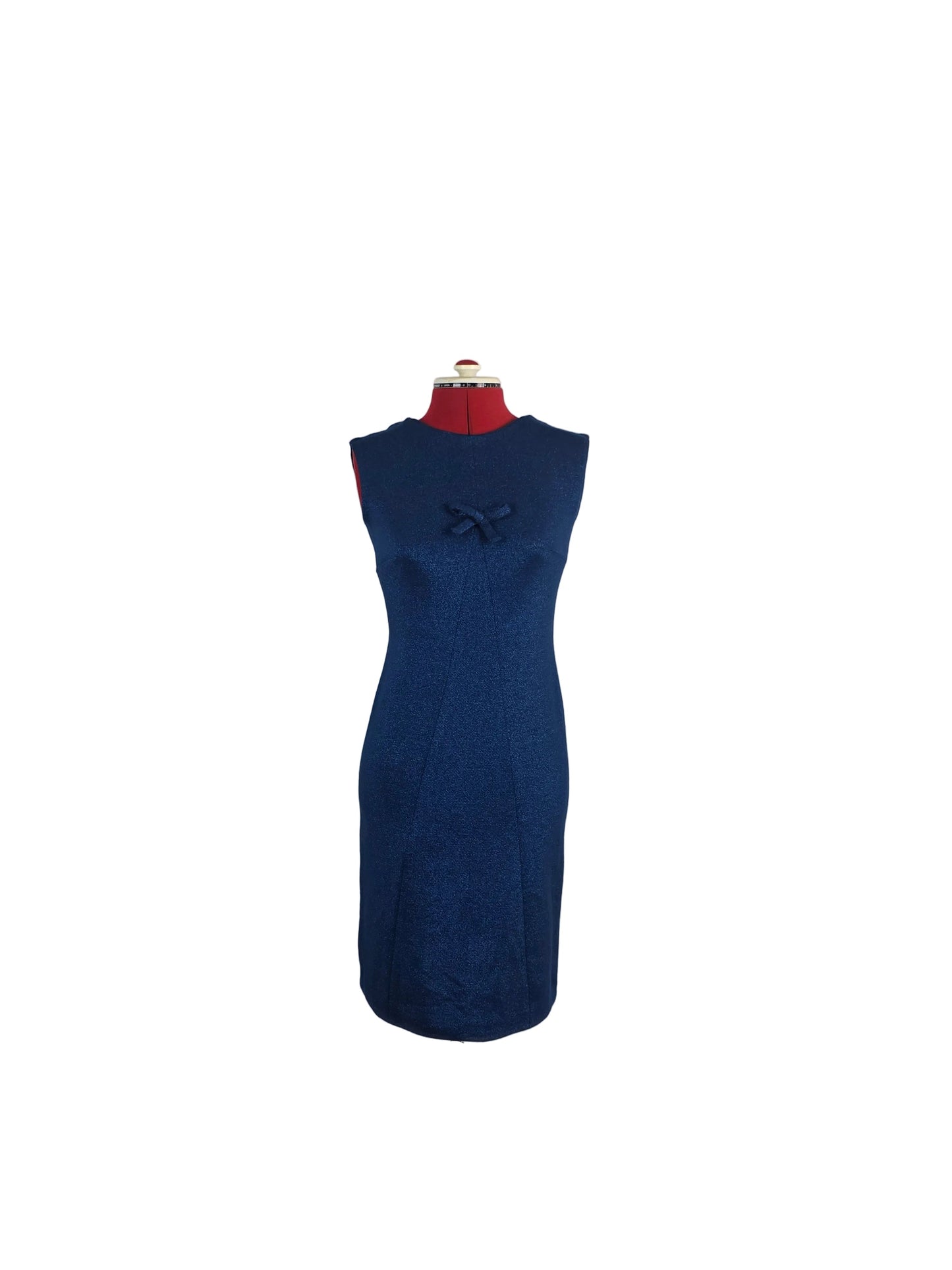 1960s Navy Sheath Dress with Bow Detail – Alundco Jersey, Denmark