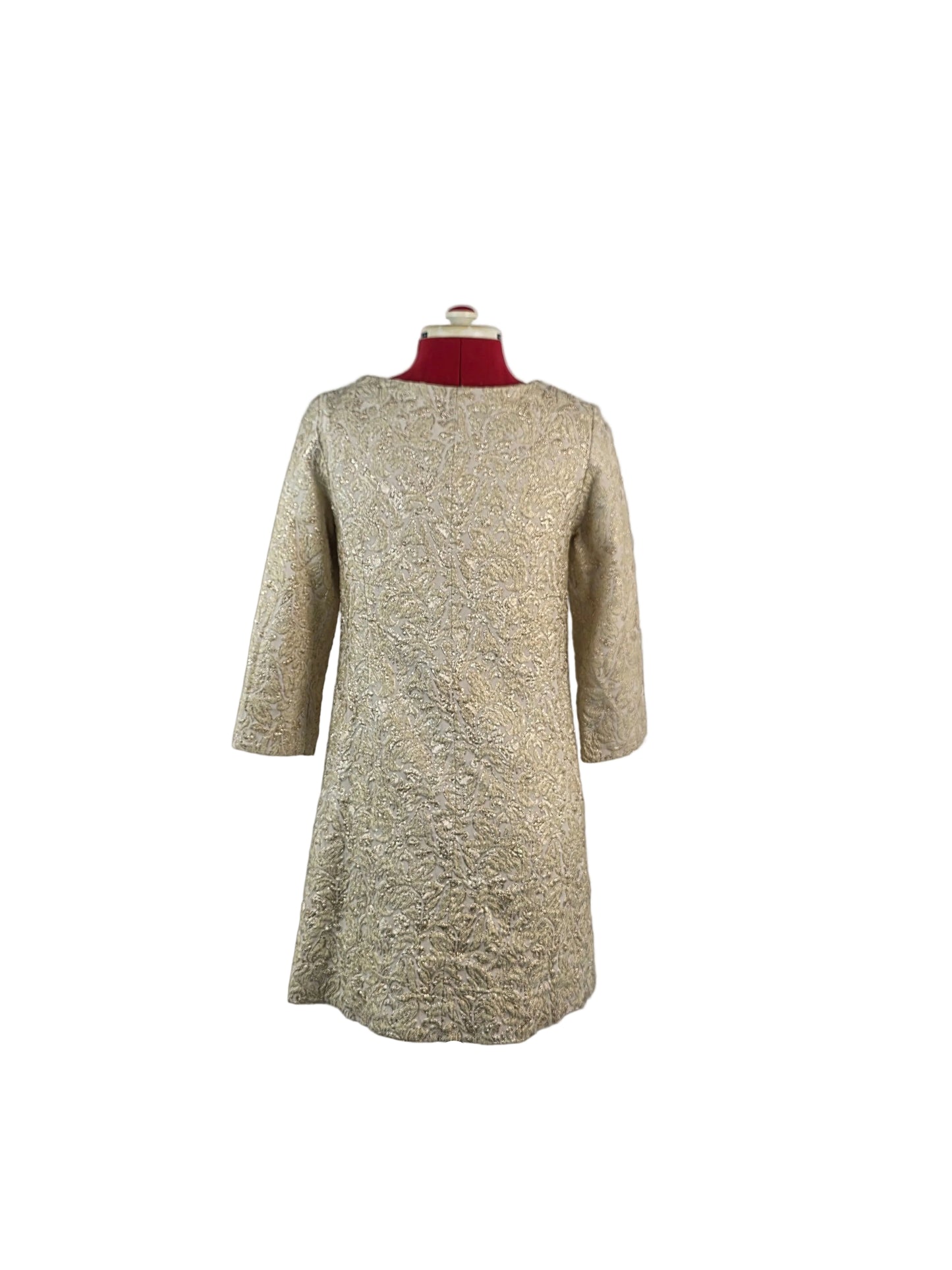 Late 1960s Gold Brocade Mini Coat Dress