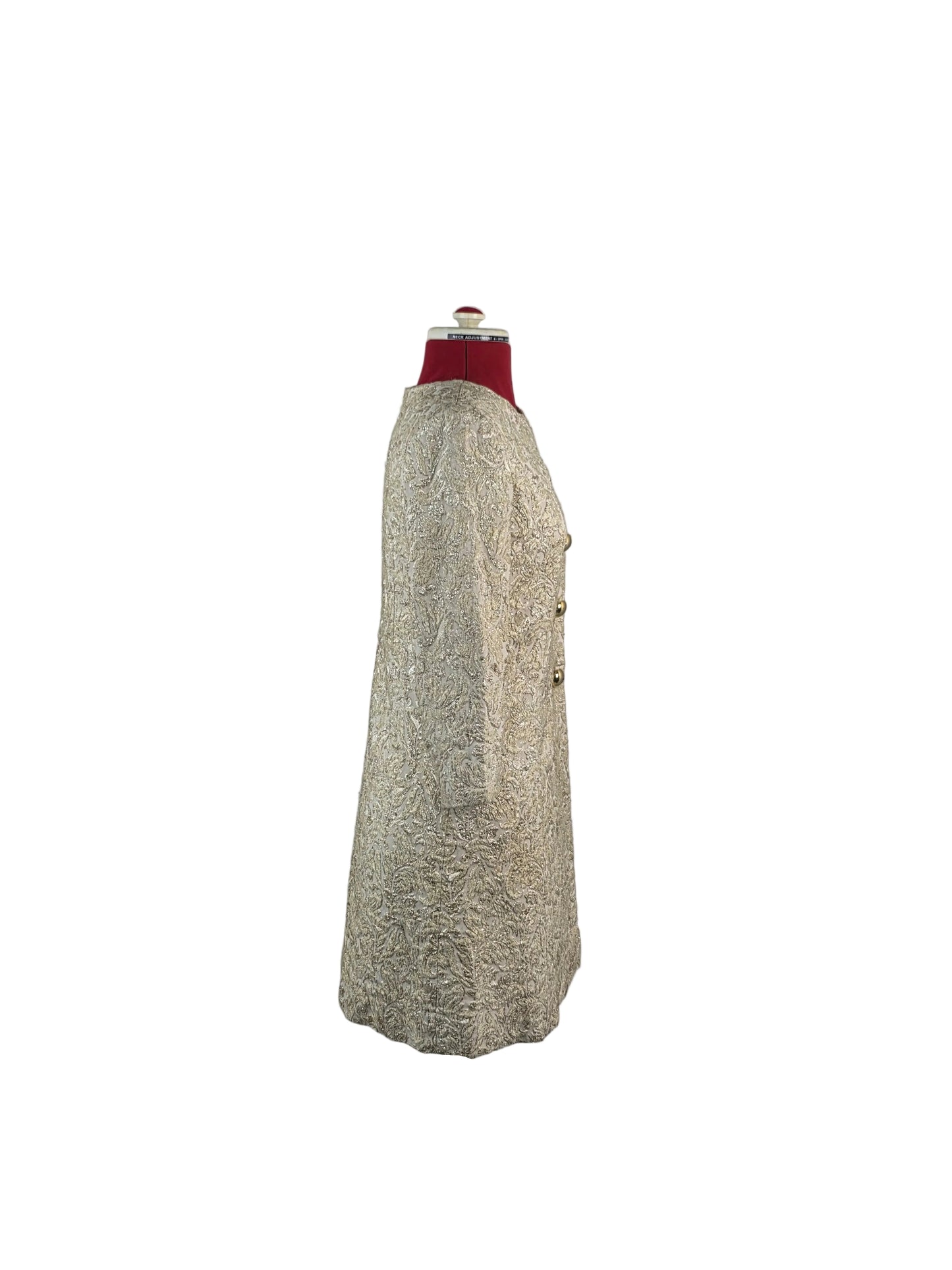 Late 1960s Gold Brocade Mini Coat Dress