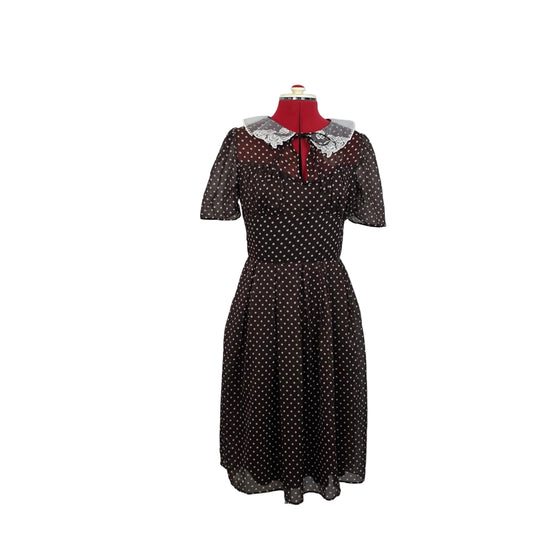 Vintage-inspired Brown Polka Dot Tea Dress  like Early 1940s Wartime Elegance Hell Bunny Vixen