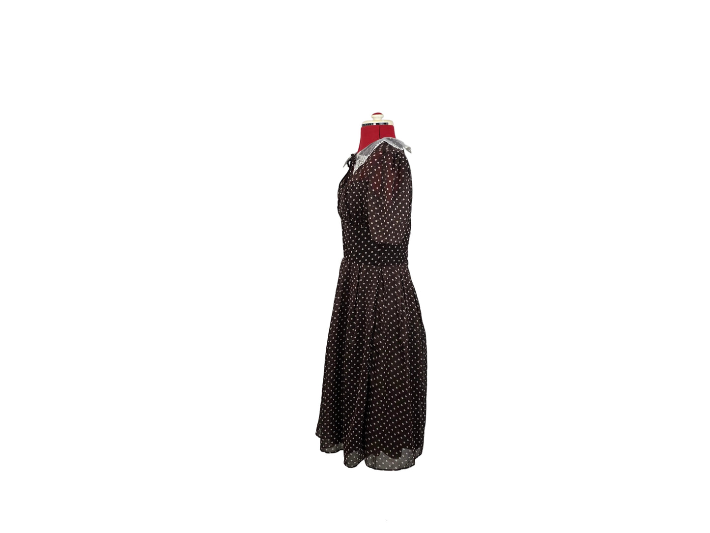 Vintage-inspired Brown Polka Dot Tea Dress  like Early 1940s Wartime Elegance Hell Bunny Vixen