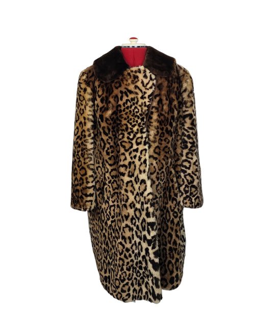 Pannonia Szőrme Leopard Faux Fur Coat 1960s Glamour