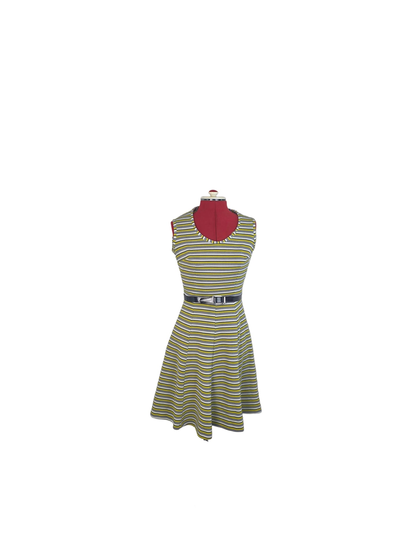 Striped A-Line Dress 1960s Mod Silhouette