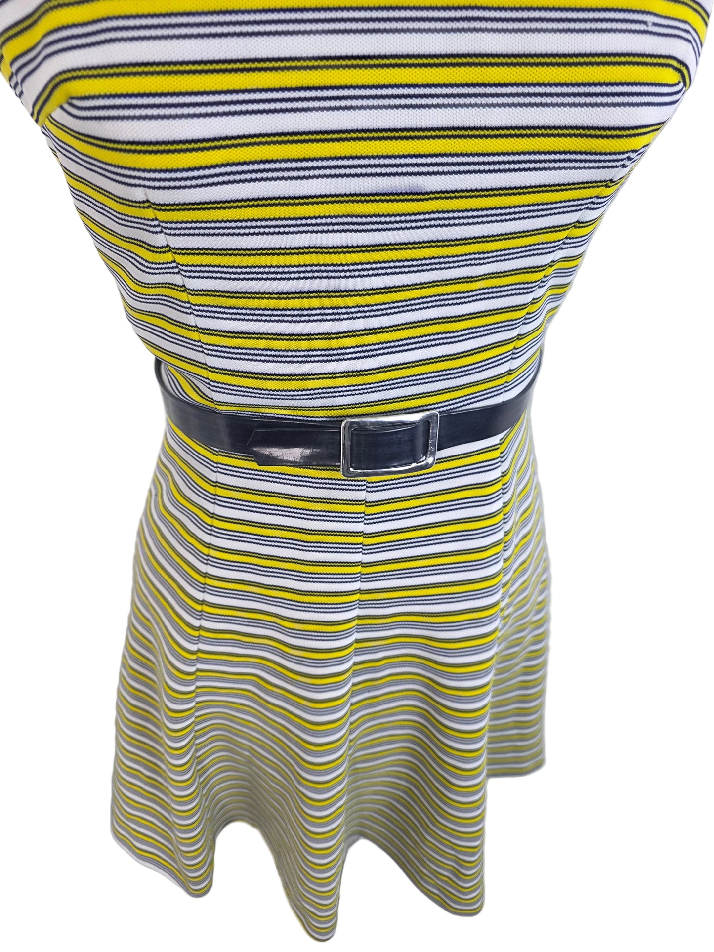 Striped A-Line Dress 1960s Mod Silhouette